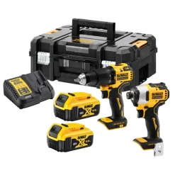 Ensemble De Machines électroportatives Ensemble Perceuse-visseuse à Percussion DCD709 + Visseuse à Choc DCF809 Dewalt Avec 2 Batteries 18V 4Ah Et Chargeur