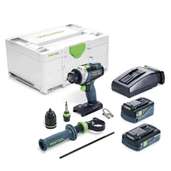 Visseuse Perceuse à Percussion Sans Fil Perceuse-visseuse à Percussion Festool QUADRIVE TPC 18/4 5,2/4,0 I-Plus 2 Batteries 4 Et 5,2Ah -Outils électroportatifs Soldes 575605