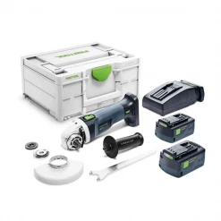 Meuleuse D'angle ø 125 Mm Meuleuse D'angle Festool AGC 18-125 5,2 EB-Plus Avec 2 Batteries 5,2Ah Et Chargeur -Outils électroportatifs Soldes 576826