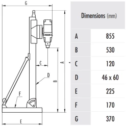 Marteau Piqueur, Démolisseur Et Carotteuse Burineur Carotteuse à Eau Eibenstock DB200GR Avec Bâti - Ø 200 Mm 230 V 2,5 KW