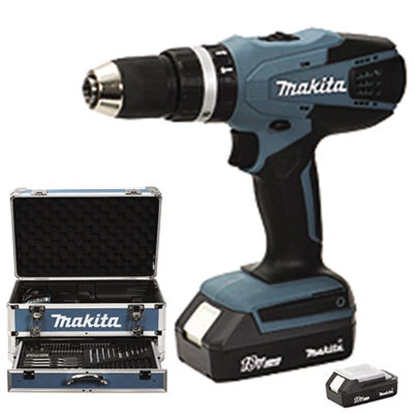 Visseuse Perceuse à Percussion Sans Fil Perceuse Visseuse à Percussion 18V 1.3 Ah Coffret Alu Accessoires Makita HP457DWEX4 6 Visseuse Perceuse à Percussion Sans Fil Perceuse Visseuse à Percussion 18V 1.3 Ah Coffret Alu Accessoires Makita HP457DWEX4 – Image 4