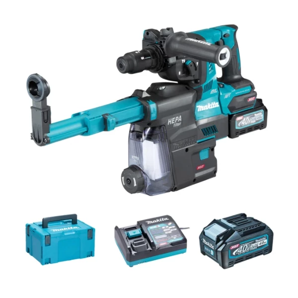 Makita Perforateur Sds + Sans Fil Perfo-burineur SDS-Plus 40 V Max Li-Ion 4 Ah Avec Extraction De Poussières - 2 Batteries + Chargeur 3 Makita Perforateur Sds + Sans Fil Perfo-burineur SDS-Plus 40 V Max Li-Ion 4 Ah Avec Extraction De Poussières - 2 Batteries + Chargeur